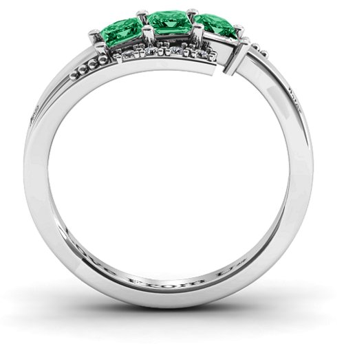 Triple Princess Stone Ring with Accents