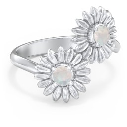 Sunflower Birthstone Bypass Ring