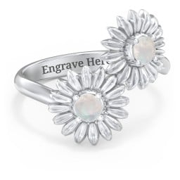 Sunflower Birthstone Bypass Ring