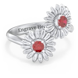 Sunflower Birthstone Bypass Ring