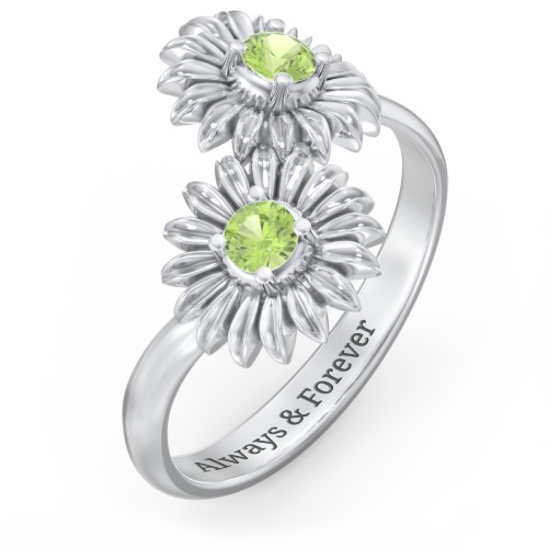 Sunflower Birthstone Bypass Ring