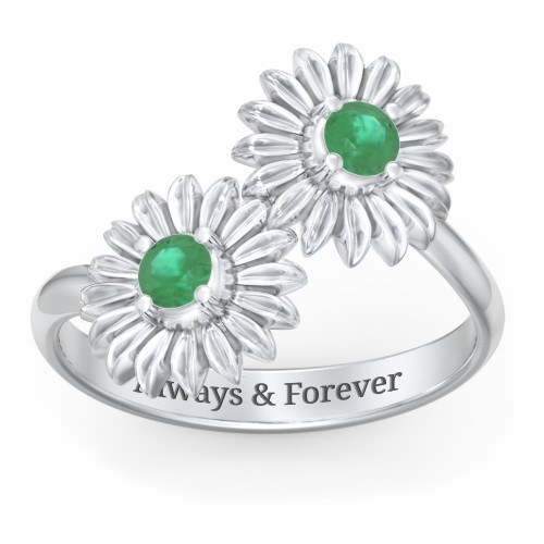 Sunflower Birthstone Bypass Ring