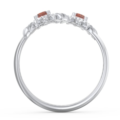 Sunflower Birthstone Bypass Ring – Sterling Silver with Garnet