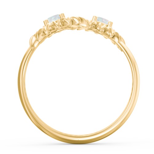Sunflower Birthstone Bypass Ring – 9kt Yellow Gold with Opal