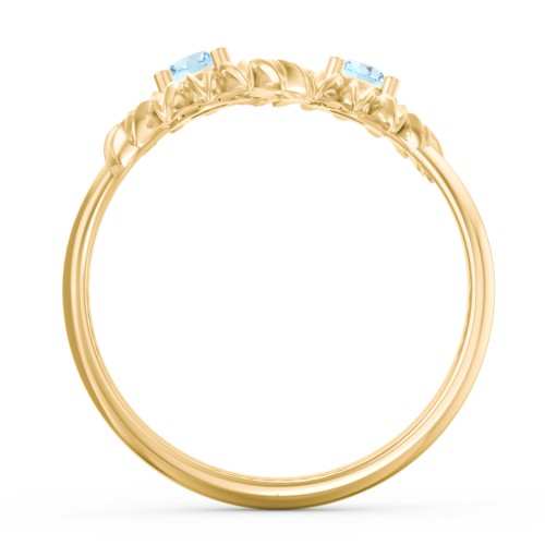 Sunflower Birthstone Bypass Ring – 9kt Yellow Gold with Blue Topaz