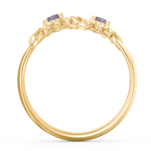 Sunflower Birthstone Bypass Ring – 9kt Yellow Gold with Alexandrite