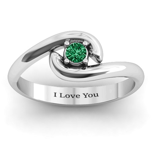 Embrace Ring – Sterling Silver with Emerald