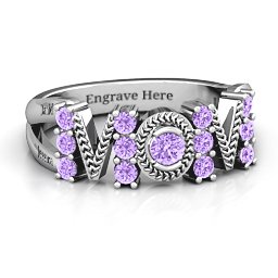 Split Shank Stone Filled MOM Ring