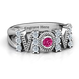 Split Shank Stone Filled MOM Ring