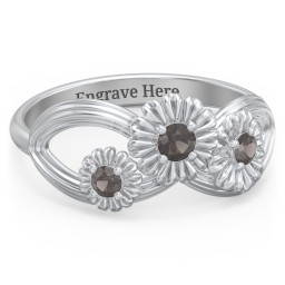 Endless Spring Infinity Ring in 925 Sterling Silver with Smokey Quartz