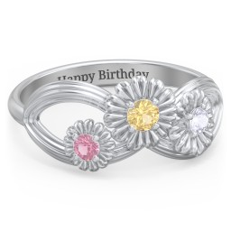 Endless Spring Infinity Ring in 925 Sterling Silver with Citrine, Lavender Premium Zirconia, and Pink Tourmaline