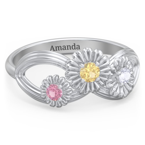 Endless Spring Infinity Ring – Sterling Silver with Citrine, Pink Tourmaline, and Lavender Premium Zirconia