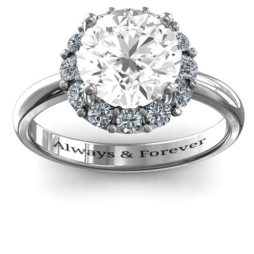 Victoria Single Halo Ring – Sterling Silver with White Premium Zirconia and Cubic Zirconia