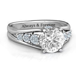 Radiant Love Ring with Collar Gems in 925 Sterling Silver with White Premium Zirconia and Cubic Zirconia
