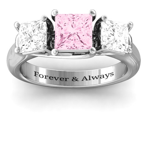 Grand Princess Ring – Sterling Silver with Fancy Pink Premium Zirconia and White Premium Zirconia