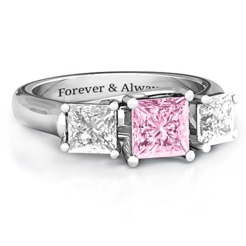 Grand Princess Ring – Sterling Silver with Fancy Pink Premium Zirconia and White Premium Zirconia