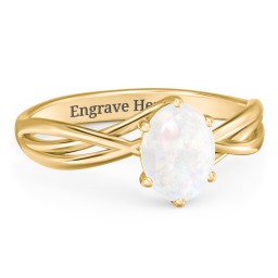 Passion Twist Ring in 18K Gold Plated Silver with Opal