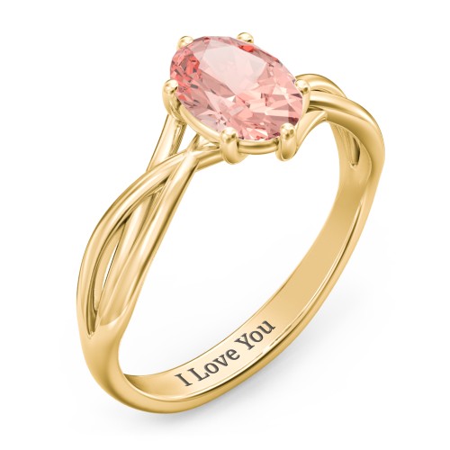 Passion Twist Ring – 18K Gold Plated Silver with Morganite