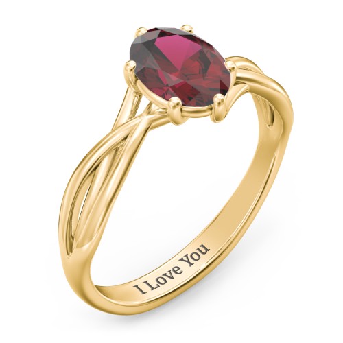 Passion Twist Ring – 18K Gold Plated Silver with Red Premium Zirconia