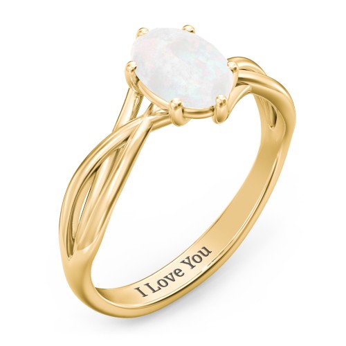 Passion Twist Ring – 18K Gold Plated Silver with Opal