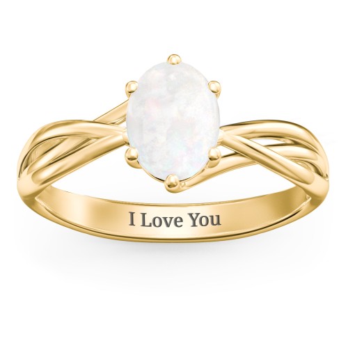 Passion Twist Ring – 18K Gold Plated Silver with Opal
