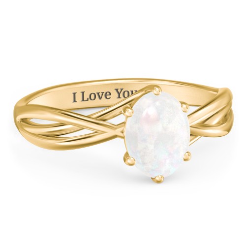 Passion Twist Ring – 18K Gold Plated Silver with Opal
