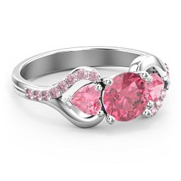 Hearts United Gemstone Ring with Accents