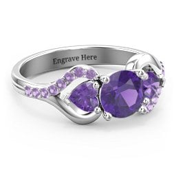 Hearts United Gemstone Ring with Accents