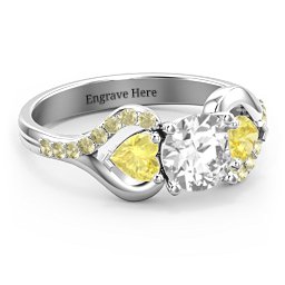 Hearts United Gemstone Ring with Accents