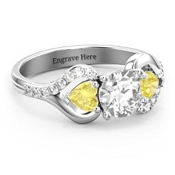 Hearts United Gemstone Ring with Accents