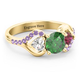 Hearts United Gemstone Ring with Accents