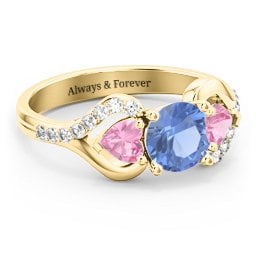 Hearts United Gemstone Ring with Accents