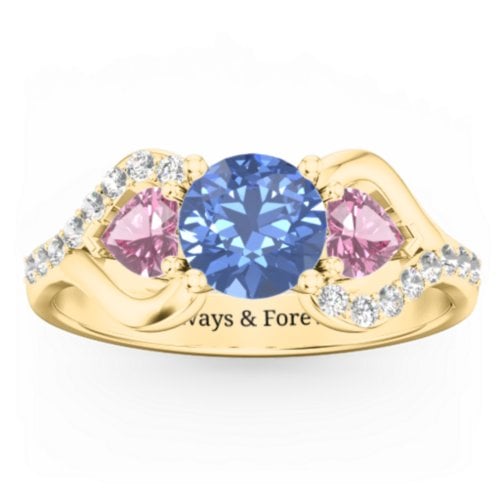 Hearts United Gemstone Ring with Accents