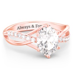 Oval Cut Gemstone Ring with Twisted Band and Accents