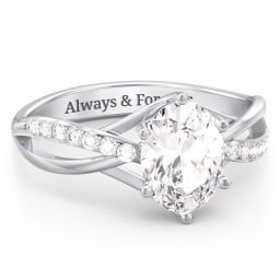 Oval Cut Gemstone Ring with Twisted Band and Accents