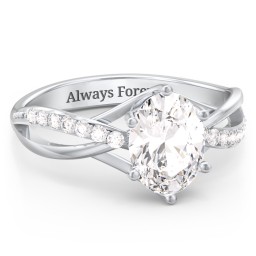 Oval Cut Gemstone Ring with Twisted Band and Accents