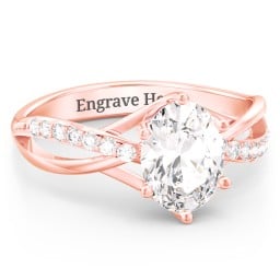 Oval Cut Gemstone Ring with Twisted Band and Accents