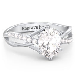 Oval Cut Gemstone Ring with Twisted Band and Accents