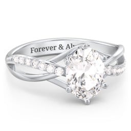 Oval Cut Gemstone Ring with Twisted Band and Accents