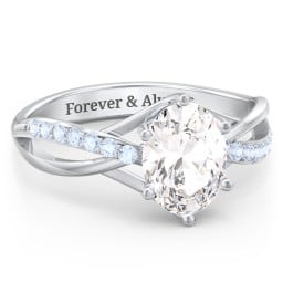 Oval Cut Gemstone Ring with Twisted Band and Accents