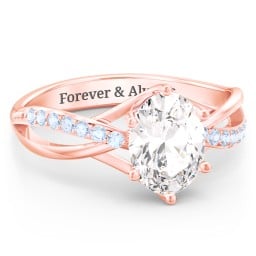 Oval Cut Gemstone Ring with Twisted Band and Accents