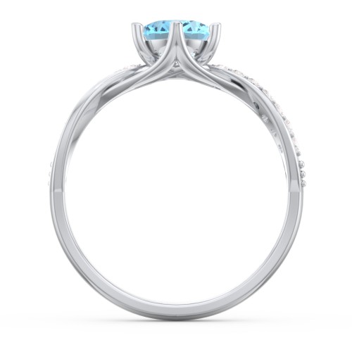 Oval Cut Gemstone Ring with Twisted Band and Accents