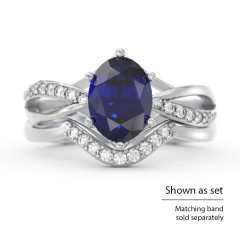 Oval Cut Gemstone Ring with Twisted Band and Accents