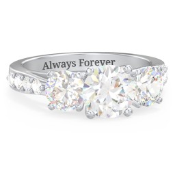 Majestic 3 Stone Eternity Ring with Accents in 925 Sterling Silver with White Premium Zirconia and Cubic Zirconia