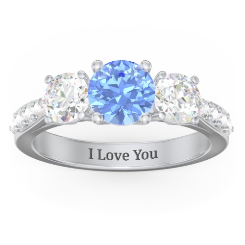 Majestic 3 Stone Eternity Ring with Accents