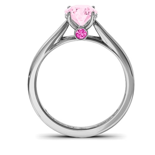 Royal Tulip Ring with Bezel Collar Stone – Sterling Silver with Fancy Pink Premium Zirconia and Pink Tourmaline