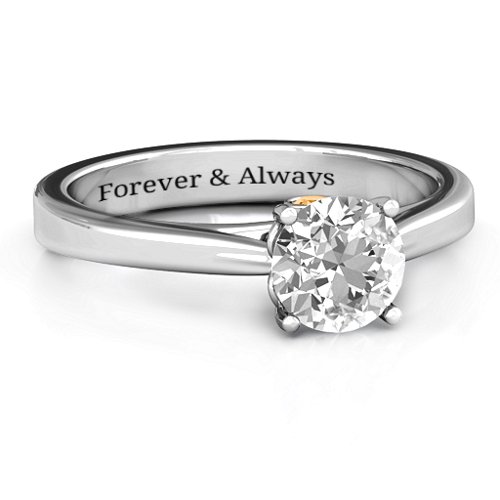 Royal Tulip Ring with Bezel Collar Stone – Sterling Silver with White Premium Zirconia and Citrine