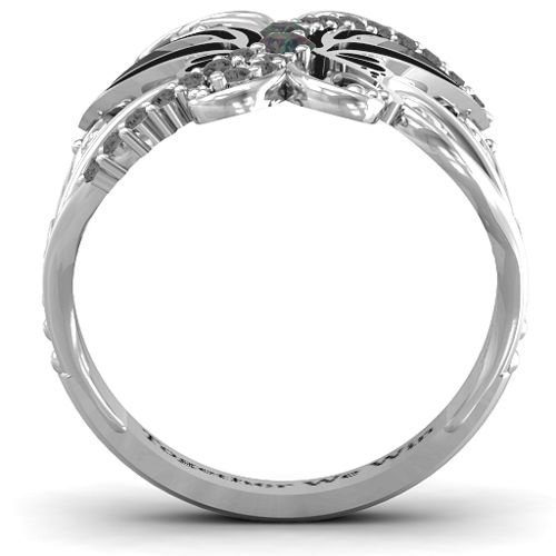Glimmering Butterfly Ring – Sterling Silver with Alexandrite and Black Premium Zirconia