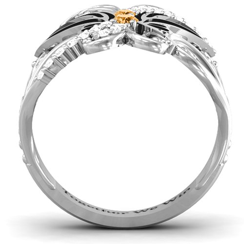 Glimmering Butterfly Ring – Sterling Silver with Citrine and White Premium Zirconia
