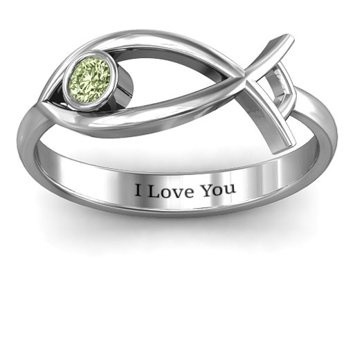 Classic Fish Ring – Sterling Silver with Peridot